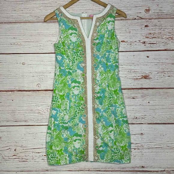 Lilly Pulitzer Janice Shift Dress in Limeade It’s a Zoo Sz 00 - Picture 4 of 14